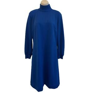 Vintage 1970's Threads by Jerrie Lurie Mod Cobalt Blue Dress Size 14